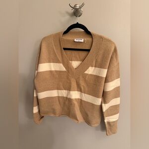 LNA V-Neck Sweater - Brown and Cream